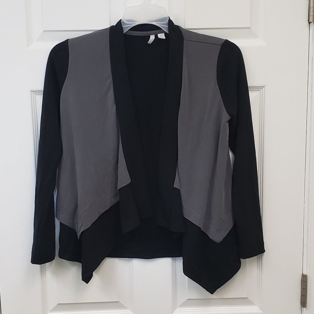 Cato, Black & Grey, open drape, waterfall, long sleeve cardigan jacket XS-M
